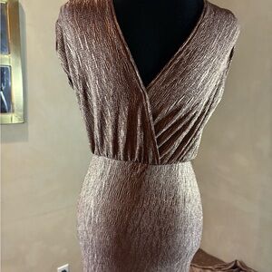 Rare London Shimmering Brown Backless Dress
